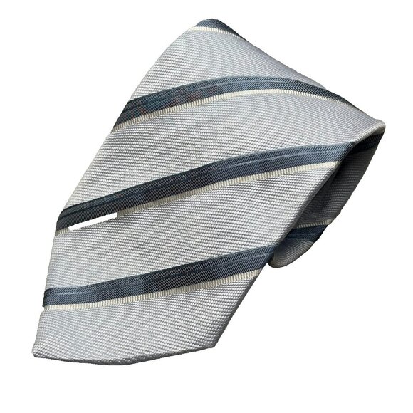 Giorgio Armani Tie Striped 100% Silk Made in Italy Woven Blue 4" - Picture 1 of 5